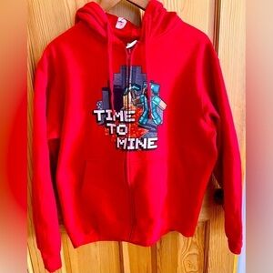 Port & Company Red Zipper Mine Craft Sweatshirt Hoodie Pockets Jacket Boys L